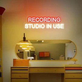 Light Up Recording Studio In Use Neon Sign - Music Entertainment Room led Light sign- DJ Lighting Ambient Retro Wall Home Studio wall decor USB Size:20inches