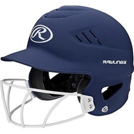 Rawlings Highlighter Series Coolflo Youth Baseball/Softball Batting Helmet with Face Guard, Matte Navy, 6-1/2-7-1/2