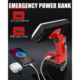 20V Light Compatible with Craftsman 20V Battery, 40W 4200LM Spotlight with 5V/2.1A USB Port,18W Type C Port 110° Pivoting Head Led Work Light Floodlight