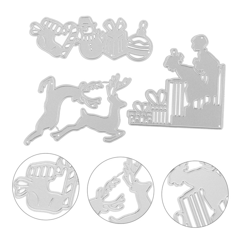 CORHAD 3Pcs Christmas Themed Cutting Dies Durable DIY Craft Stencils