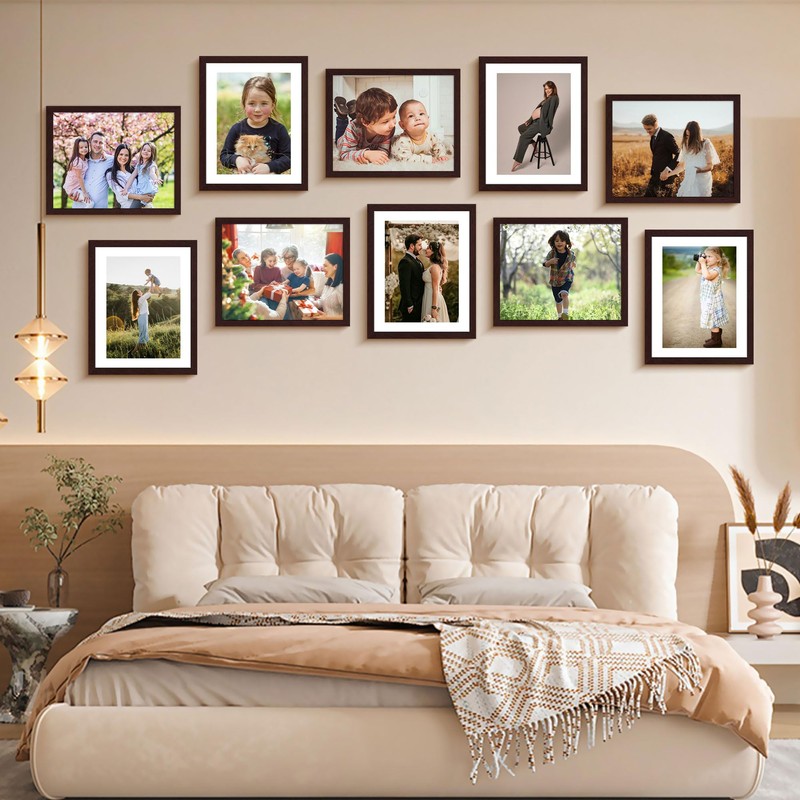 FIXSMITH Brown 8x10 Picture Frame Set of 2, Collage for