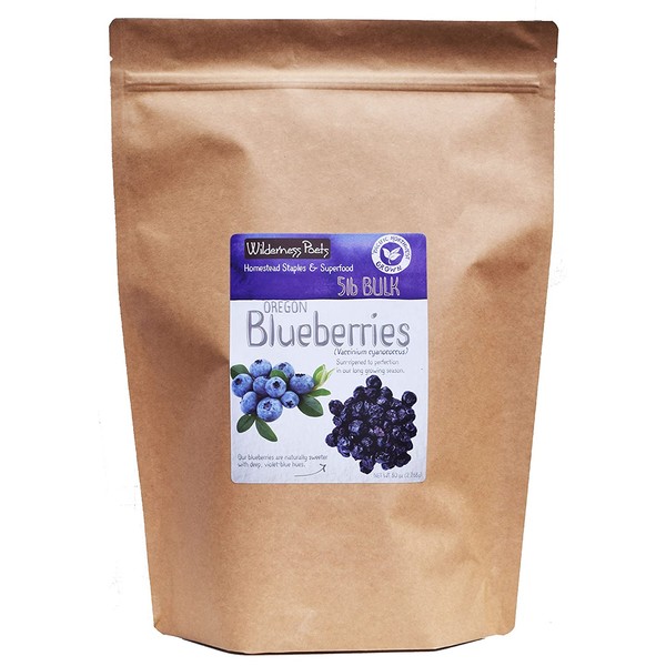 Wilderness Poets Oregon Blueberries (Sweetened with Apples) - Whole, Dried, Fruit - 5 Pound (80 Ounce)