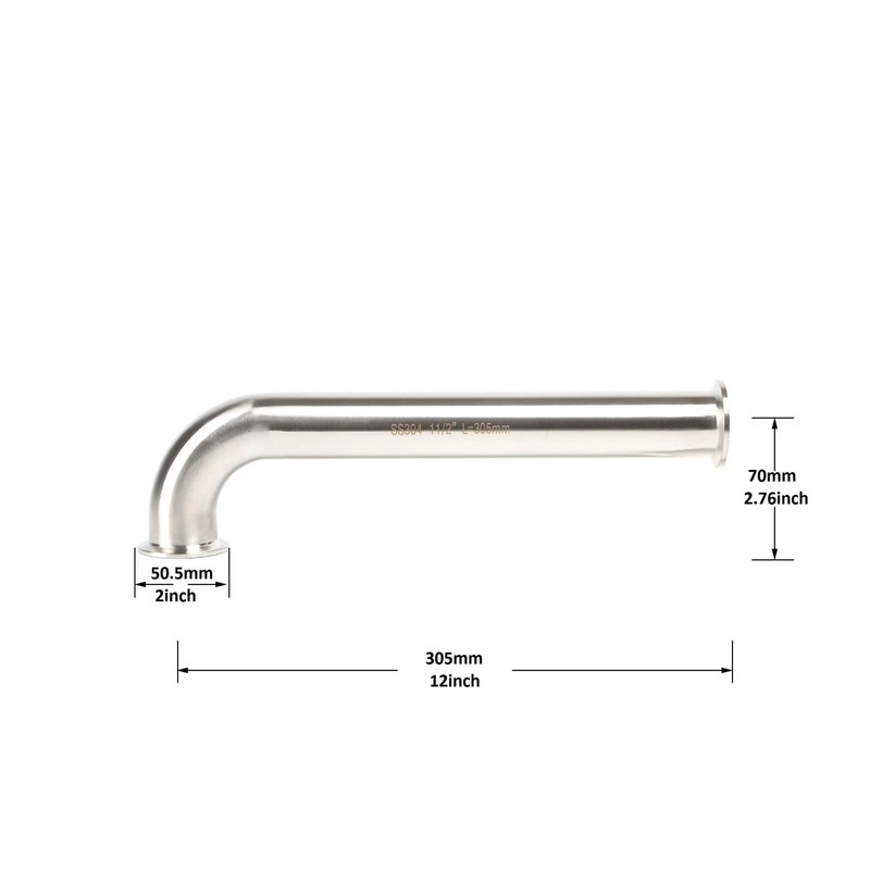 QiiMii Extended Clamp Elbow Sanitary SS304 90 Degree Tri Clamp