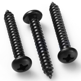 BNUOK #10 x 2-1/2 Inch Pan Head Wood Screws, Phillips Drive, Black Oxide Stainless Steel 304 (18-8), Self Tapping for Wood, Sheet Metal Screws, 50 Pack