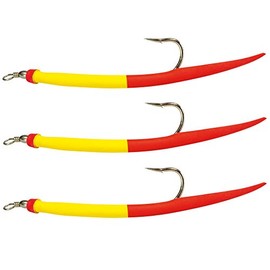 Dieter Eisele Gumm-Makks Yellow / Red - 3 Rubber Makk By-Catchers, Length / Hook Size: 18 cm / Size 12/0