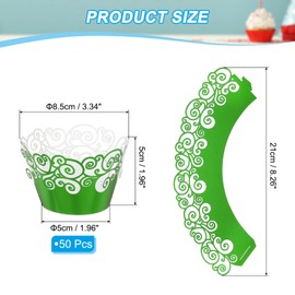 PATIKIL Cupcake Wrappers Paper, 50 Pack Baking Cups Standard Cloud Decoration for Anniversary Birthday Weddings and Parties, Reflective Green
