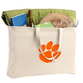 JUMBO Clemson University Tote Bag or Large Canvas Clemson Tigers Shopping Bag