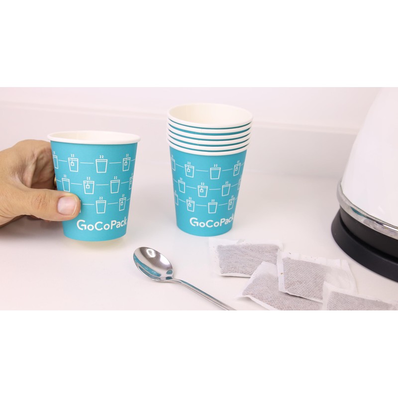 GoCoPack Paper Cups: Pack of 50-12oz (340ml) Disposable Single Wall
