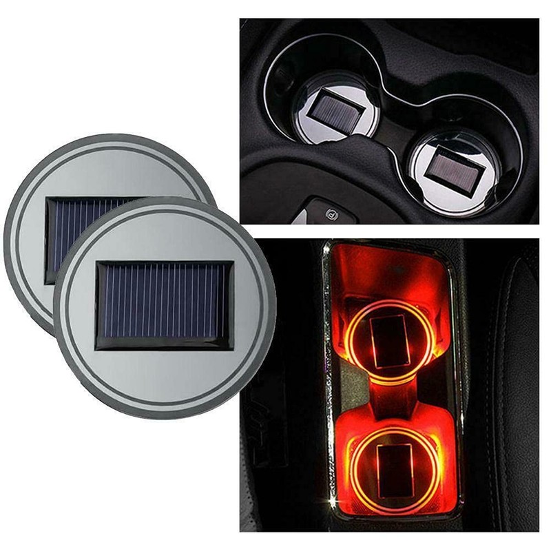 Riloer Pack of 2 LED Car Drink Holder Mat Interior