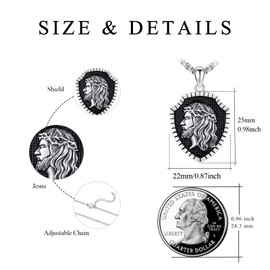 YueYuan Religious Necklace 925 Sterling Silver Saint John/Joseph/Peter/David/Gertrude of Nivelles/Nicholas/Raphael/Gabriel/Sebastian/Bible/Jesus and Lamb/Michael/Jesus Medal Jewellery, Sterling Silver