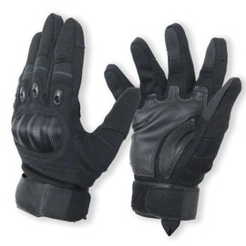 SHENKEL フルフィンガー カーボンナックルガード付き タクティカルグローブ BK ブラック 黒 L glove-008bk-L