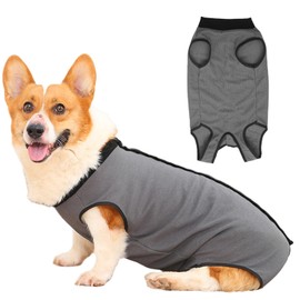Dog Surgical Vest Recovery Suit,Dog Surgical Onesie Suit,Dog Cone E-Collar Alternative After Surgery,Professional Pet Recovery Shirt Dog,Preventing Licking Spay Suit for Female Male Dog Grey (S)