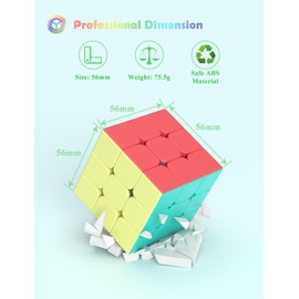 ROXENDA Speed Cube-3x3x3 Stickerless Magic Cube Macaron Vivid Color Fast Cubing for Classroom Training Puzzle Toy Cube for Kids Adult as Gift