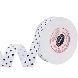 VATIN Polka Dot Craft Grosgrain Ribbon 7/8 Inch Wide by 10-Yard Spool White with Black Dots,Use for Gift Wrapping,Party Decoration,All Crafting and Sewing