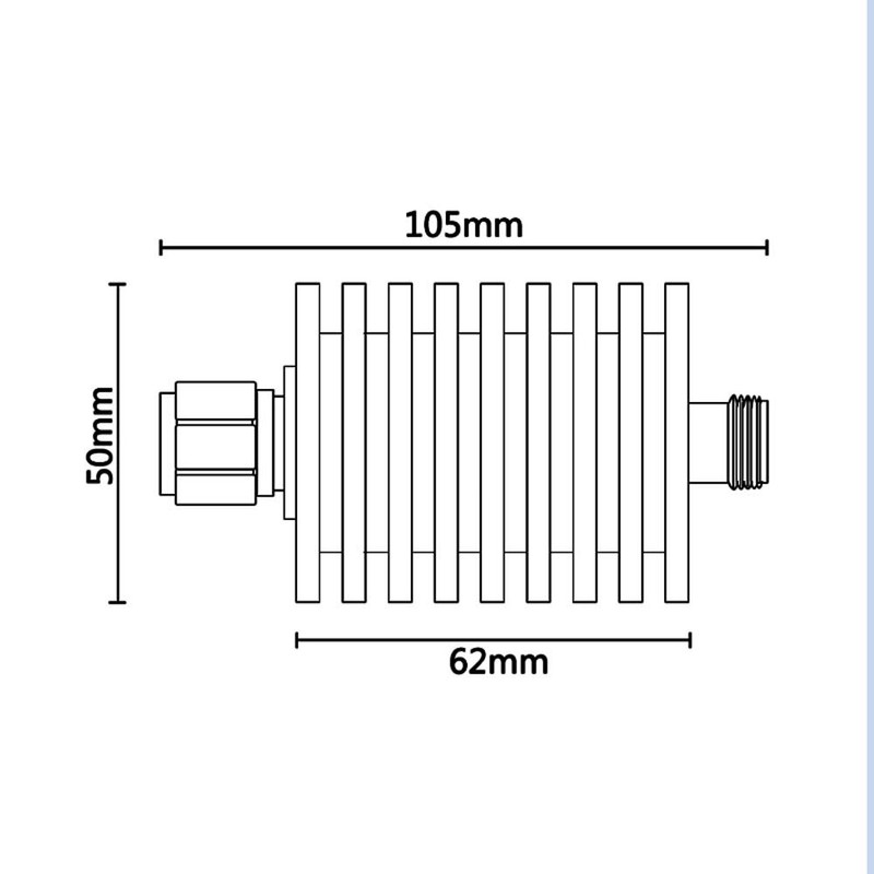 BECEN 50 W N RF Fixed Attenuator 3 GHz Connection