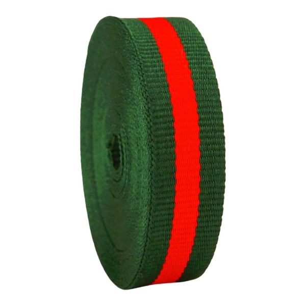 Meseey 20 Yards Patriotic Ribbon Green/Red/Green Stripe Grosgrain Ribbon Double