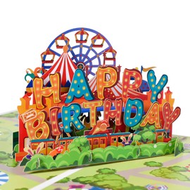 GREETING ART Happy Birthday Card, 3D Pop-up Birthday Card with Carnival, Birthday Greeting Card with Envelope for Children, Women, Mum, Dad, Wife, Man