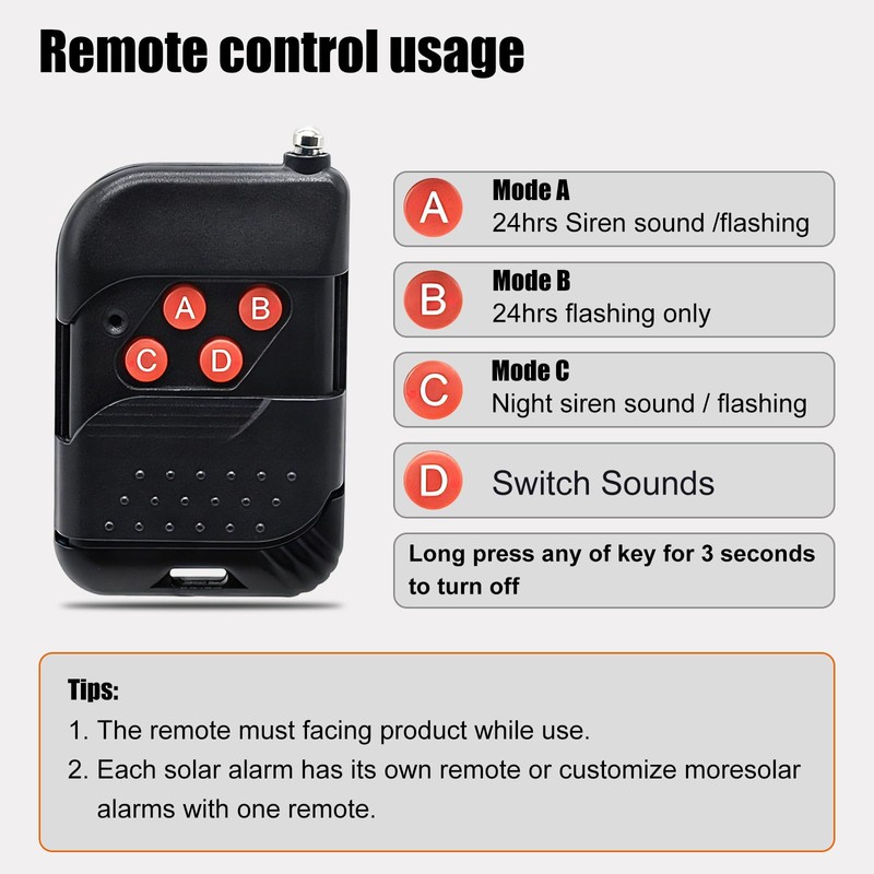 Solar Motion Sensor Alarm with Strobe Light, 130dB Outdoor Security