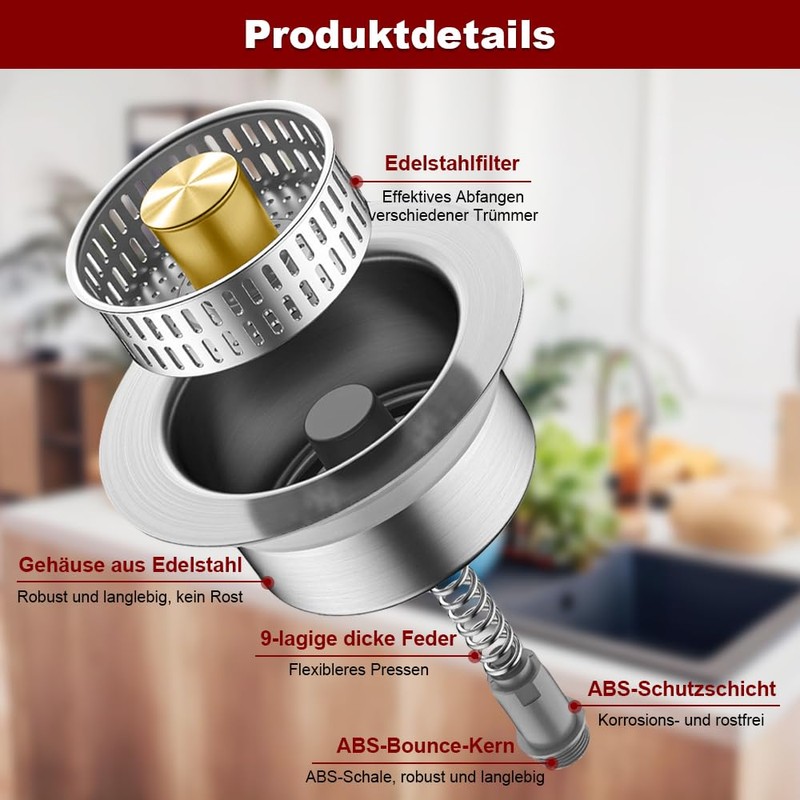 Kitchen Sink and Sink Drain Plug Sink Strainer Insert Drain