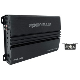 Rockville RVA-M3 V2 Mono Car Amplifier, 4000W, 1000W Dyno-Certified RMS @ 1 Ohm, Class-D, MOSFET, Bass Remote, Perfect for Subwoofers and Car Audio