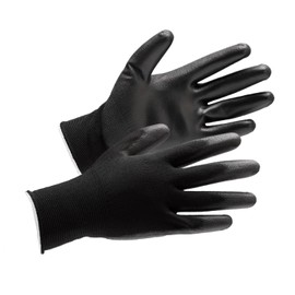 Midori Anzen NP180DB Quality Control Urethane Gloves, Work Fit, Flexible, Thin, Black, S, 10 Pairs/Bag