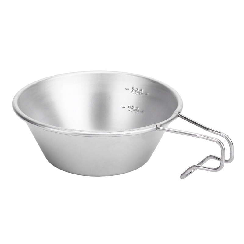 Camping Cup Backpacking Bowl Cup Stainless Steel with Hook Shape