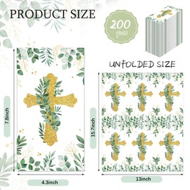 Harloon 200 Packs Cross Paper Napkins Christian Baptism Napkins First Communion Guest Hand Towel Disposable Christening Luncheon Napkin for Baby Shower Wedding Baptism Party Supplies Decorations