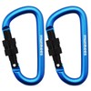 MUNKEES D-Shaped Carabiner with Lock, Keychain, Backpack Buckle, 2 Pieces