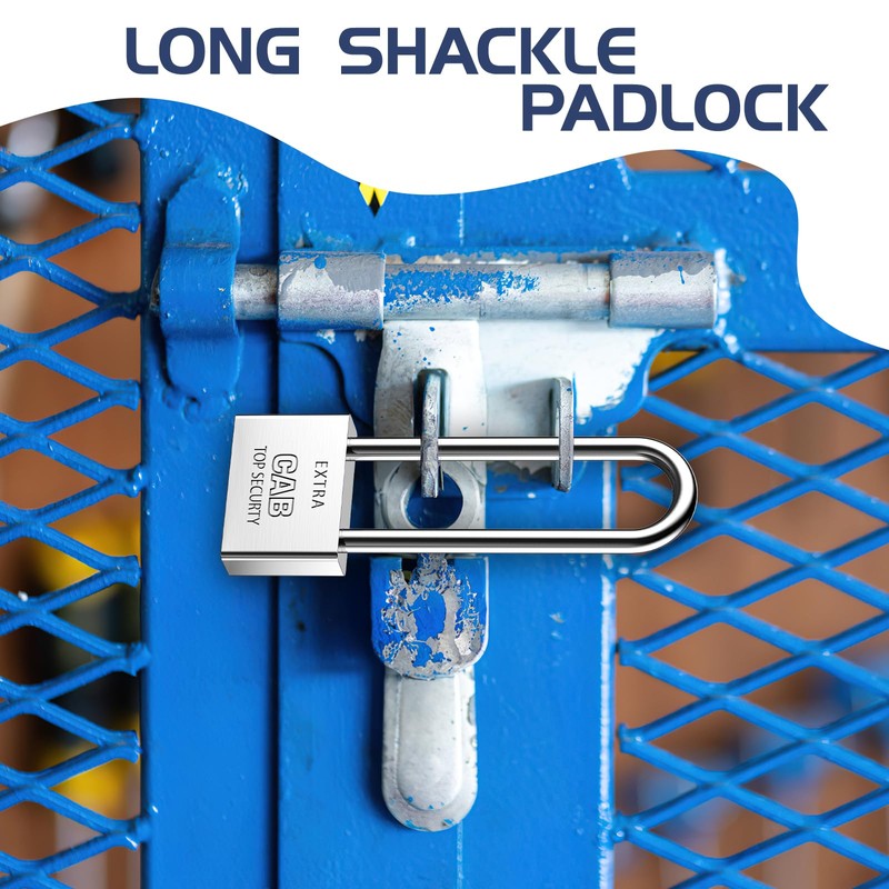 Lengthened Padlock with 6 Keys, 50mm Long Shackle Padlock High