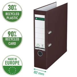 Leitz 180° Folder, Plastic, the Original, DIN A4 Lever Arch File, 8.2 cm, Wide, with Polypropylene Laminated Cover, 180° Mechanism, Highest Stability, Brown, 10105075