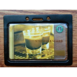 Unbranded Work ID Badge Holder Horizontal ID Card Holder Clear Plastic ID Holder - Black