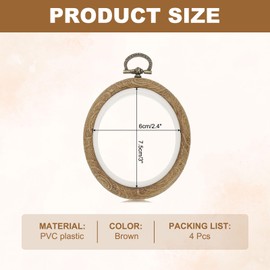 PATIKIL 4 Pieces 3"x2.4" Embroidery Hoops Frame Imitated Wood Oval Cross Stitch Hoop Ring for Embroidery Art Craft Handy Sewing Decoration