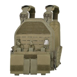 SUMSEEK Tactical Vest with 4 Mag Pouches,1000D Nylon Molle Plate Carrier,Quick Release,Airflow Back Panel for Airsoft Training (green)