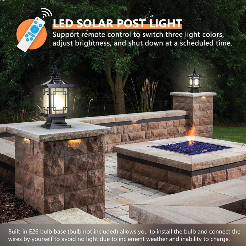 PTOUG LED Solar Post Light Outdoor, Aluminum Fence Post Cap