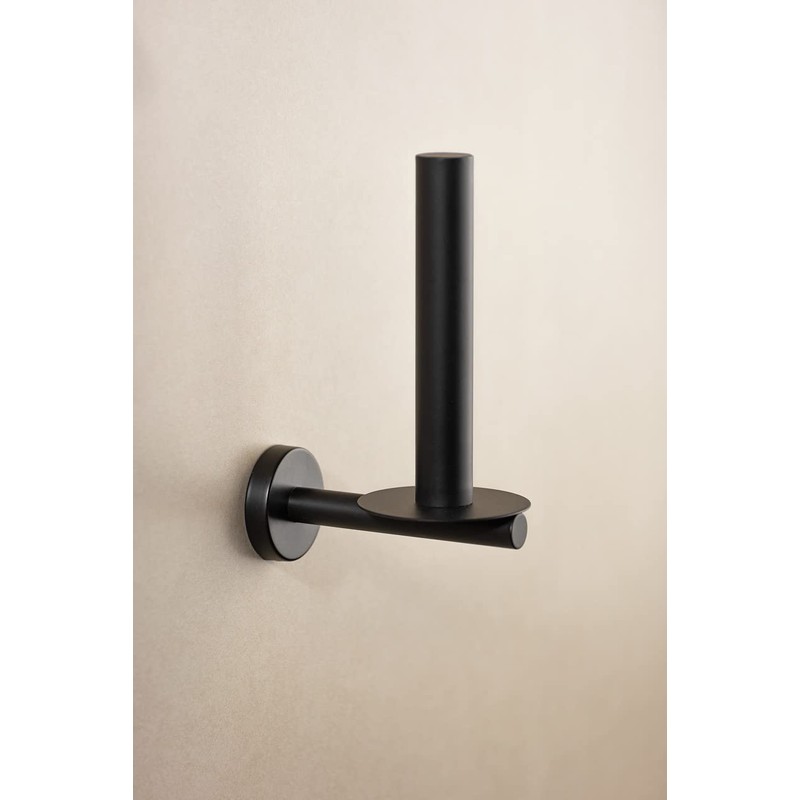 WENKO Bosio Toilet Roll Holder Black Matt Stainless Steel Rustproof