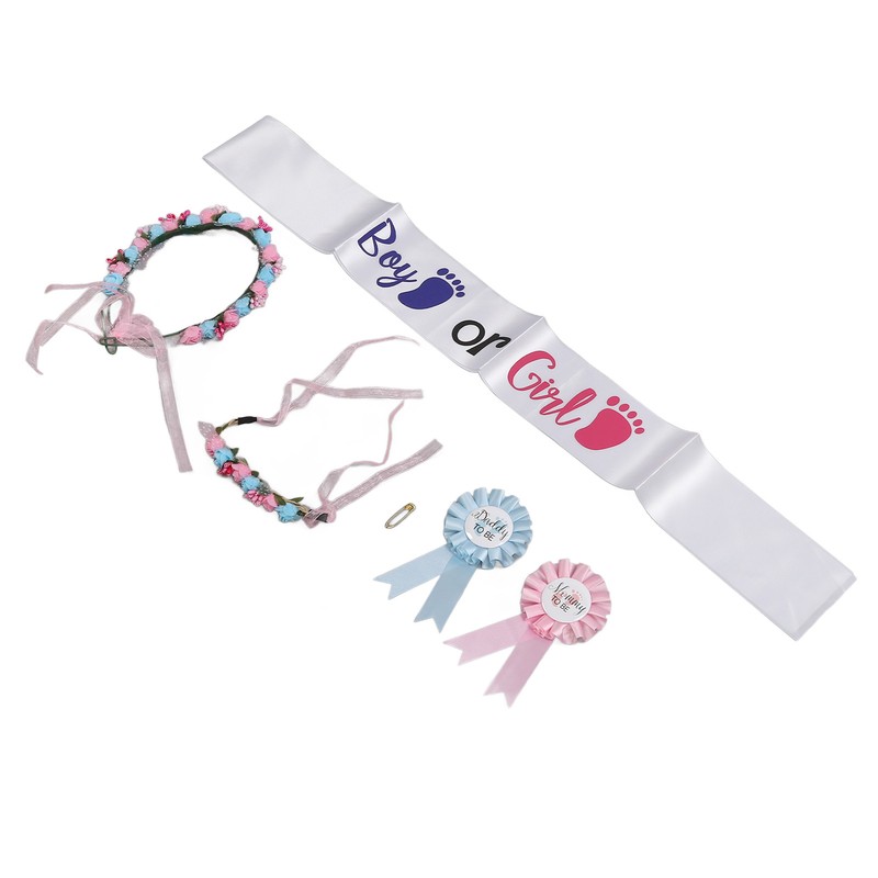 Boy Girl Gender Headband Decoration Sash Maternity Gender Sash Belt