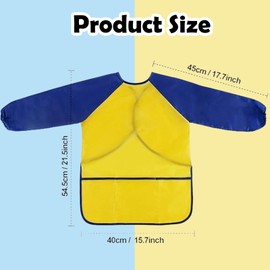 HZZXCH 2 Pieces Kids Art Aprons Yellow and Rose Red Kids Aprons for Painting Waterproof Kids Art Smock with Long Sleeve and 3 Pockets Safe Children's Artist Painting Smocks for Boys and Girls