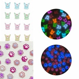 Nail art luminous character + catfoot chameleon 24 piece set (WC4A1F6) / 네일아트 야광 케릭터+캣풋 카멜레온 24개입 세트 (WC4A1F6)