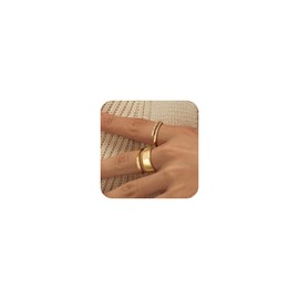 HABIKIP Gold Rings for Women, Stackable Chunky 14k Gold Plated Rings Set for Women Non Tarnish Stacked Stack Stacking Band Rings Trendy Cubic Zirconia Womens Rings Size 8 Fashion Jewelry for Women