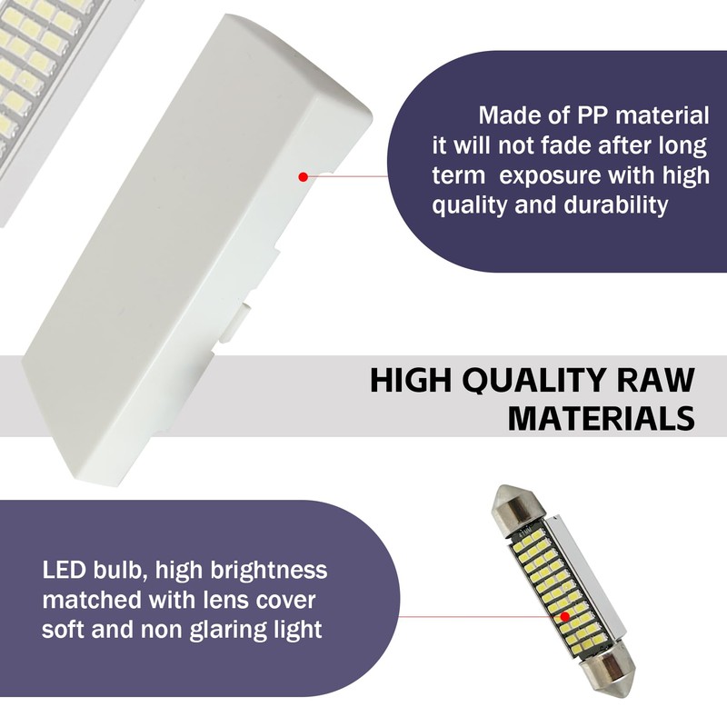 Lunwag Interior Dome Light Lens Cover/LED with LED White Blubs