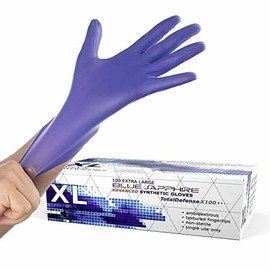 Dre Health Synthetic Nitrile Disposable Gloves X Large 100 Pack Sapphire Blue Latex Free
