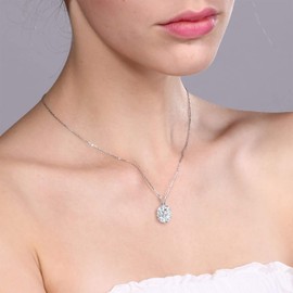 Gem Stone King 2.10 Cttw White Moissanite Pendant Necklace For Women | 925 Sterling Silver | Oval 9X7MM | With 18 Inch Silver Chain
