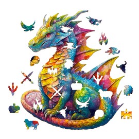 Woodemon Wooden Puzzles for Adults and Kids, Dragon (XL-560pcs) Wooden Jigsaw Puzzles, Unique Shaped Animal Wood Puzzles, Wooden Animal Puzzles for Adult and Kid Family Christmas Puzzle 21.7 * 18.6in