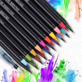 Dollet Watercolor Brush Markers Pen with Flexible Tip, 20 Colors Water Based Drawing Markers with 1 Water Brush for Adults Children Coloring Books Manga Comic Calligraphy Painting