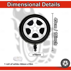 10Pcs Race Car Balloons Wheel Tire Balloons Race Car Birthday Party Supplies Transproation Car Themed Party Decorations Foil Balloons Arch Garland For Boys Birthday Truck Party Supplies Favors