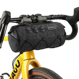 Rhinowalk Bike Handlebar Bag 2.8L Waterproof Front Tube Bag for Road, Gravel, and Mountain Bikes, Cylindrical EVA Frame Pack with Shoulder Strap (Black)