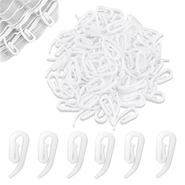 SULIUDAJI Plastic Curtain Hooks, Pack of 100, White, Universal Curtain Hooks, Folding Hooks, Clip Holder for Window Curtain, Door Curtain and Shower Curtain