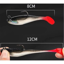 WYSUMMER Fishing Lure Set, Soft Bionic Fishing Lure,5Pcs Soft Plastic Bait Head Sea Fish Lures (red)