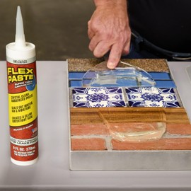 Flex Paste - All Purpose Rubberized Waterproof Paste; Indoor & Outdoor Repairs; Spread, Shape, Form & Seal Gaps, Cracks, Holes; Paintable; Great for Roofs, Foundation, Drywall, CLEAR, 9 fl oz (270 mL)