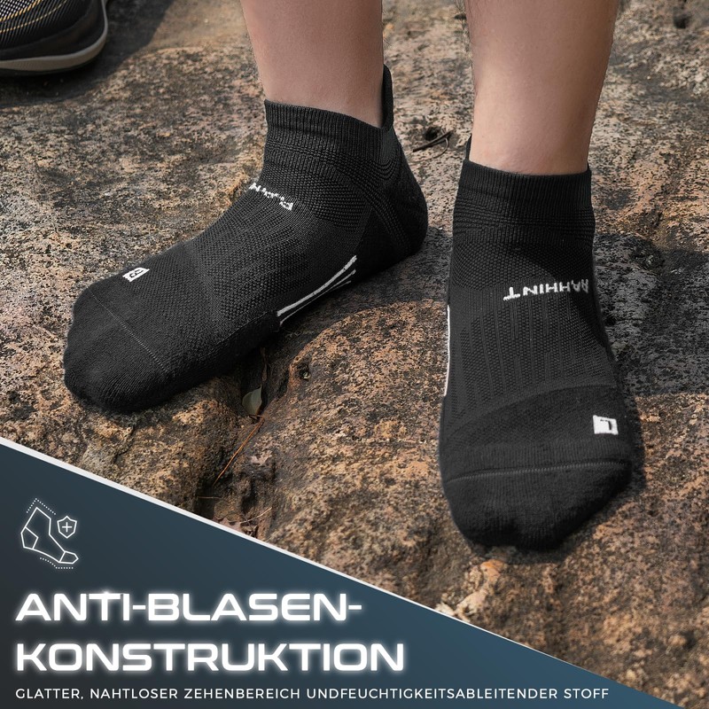 Rahhint 5 Pack Short Running Socks, black, 42 - 47